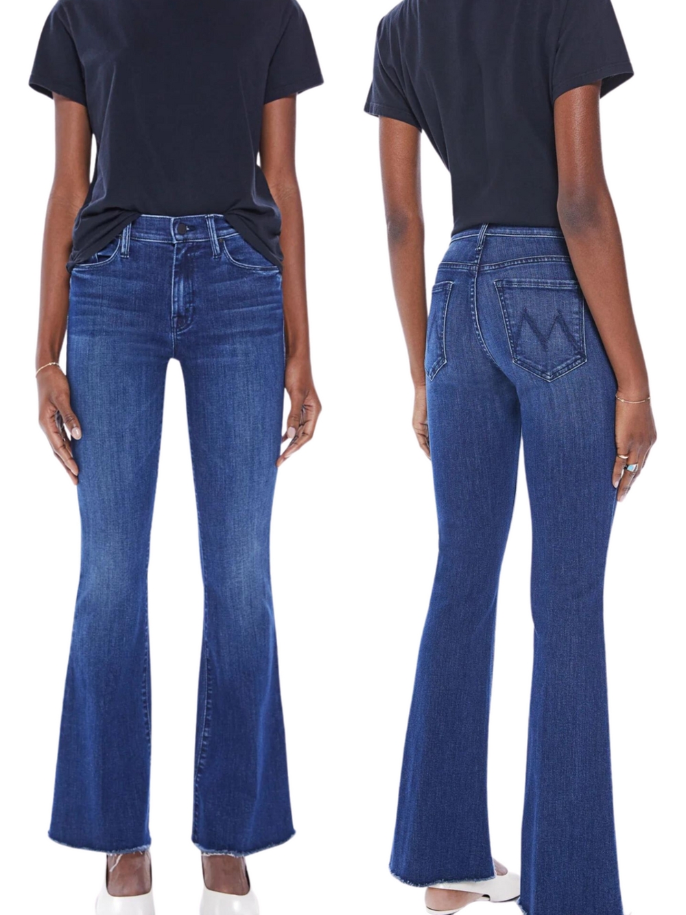 MOTHER The Weekender Denim Jeans Mint Condition Wash Frayed Flare Hem Size 30
